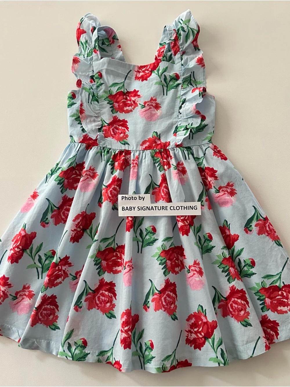 Janie and Jack Girls 10 Light Blue Floral Ruffle Strap Dress Sundress Summer